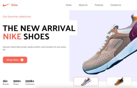 Nike landing page